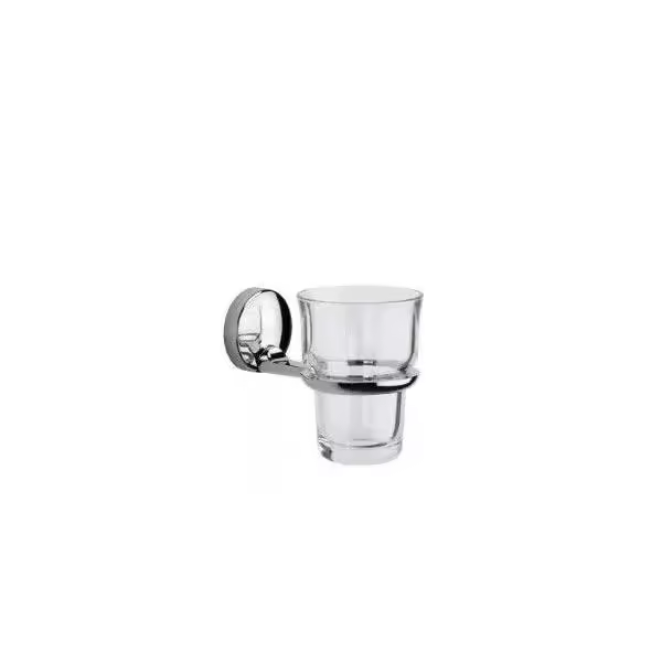 Unisan Luxe portavasos para cuarto de baño de inox y cristal cromo moderno - 1