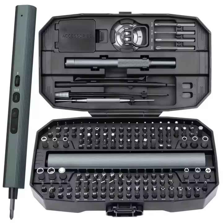 Juego De Destornilladores Eléctricos Mini 155 En 1 Con 140 Piezas Magnéticas S2 Herramienta De Reparación De Cámara De iPhone Y Cordless Power Tool - 1