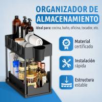 JUPPLIES Pack 2 Organizador Bajo Fregadero 2 Niveles - Organizador Extraíble con 2 Cestas Colgantes y 4 Ganchos - details 3