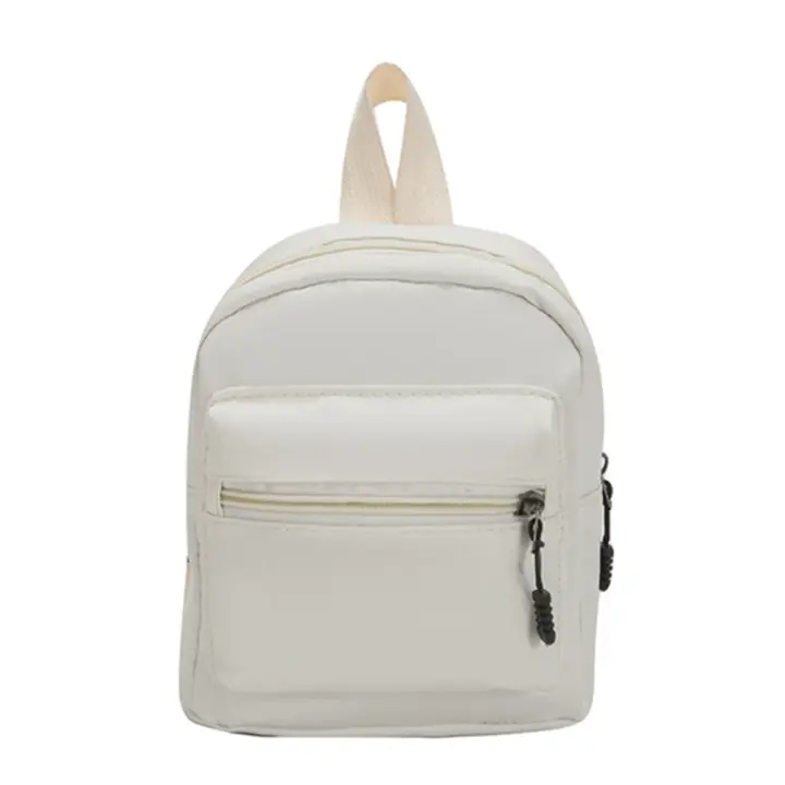 Mochila Mini Para Mujer De Nylon Blanco Estilo Casual Con Bolsillo Exterior Cierre De Cremallera Adecuada Para Escuela Y Viajes - 1