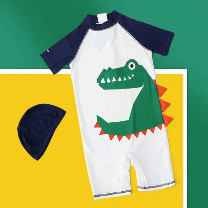 Traje de baño infantil para niños y niñas, traje de baño de aguas termales para niños medianos y grandes, traje de baño de una pieza de manga corta de cocodrilo - 1