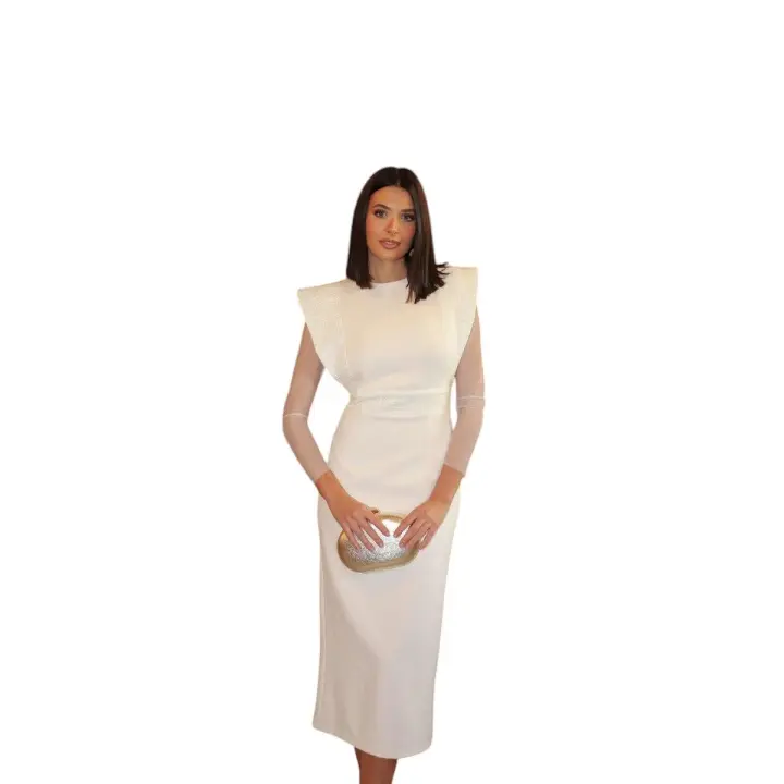 Cayro Vestido Danta, Vestido Blanco Roto, Vestido Hombro Solapa - 1