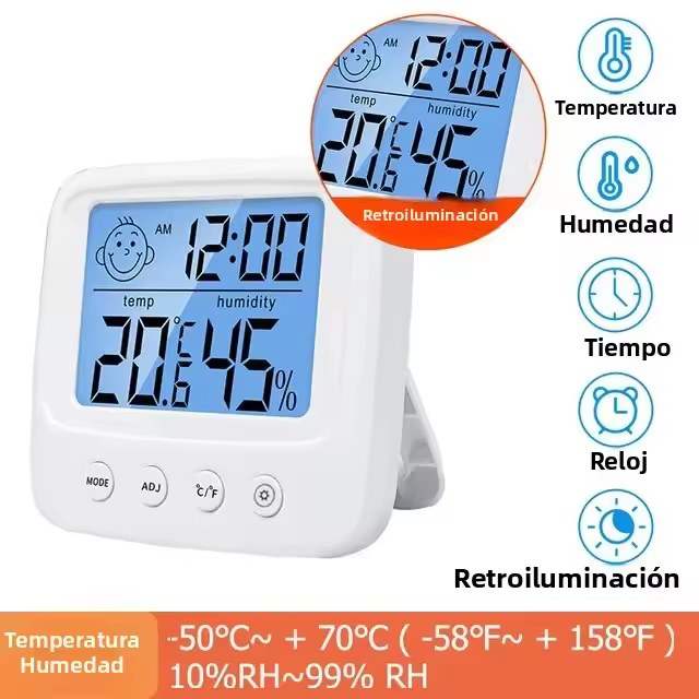 Estación Meteorológica Digital LCD Para Habitación De Bebé Medidor De Temperatura Y Humedad Con Iluminación Retroiluminada Higrómetro Termómetro Para El Hogar - 1