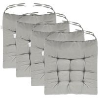 Holdfiturn Seat Pads for Dining Chair 40x40cm Garden Chair Cushions with Ties Comfortable Washable Square Seat Pad for Garden Kitchen Dining Outdoor Office Classroom (4Pack Grey) - details 0