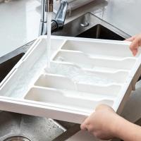 Organizador De Cajón De Cucharas Ajustable En Plástico Para Cocina Divisor De Almacenamiento Para Utensilios Y Cuchillería Estilo Moderno Plateado - details 7