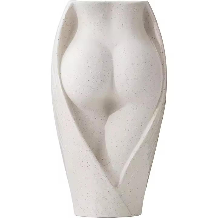 Jarrón de cerámica blanco hierba, diseño creativo flor moderno jarrón decorativo cuerpo de mujer ideal para flores secas y flores hechas a mano - 1
