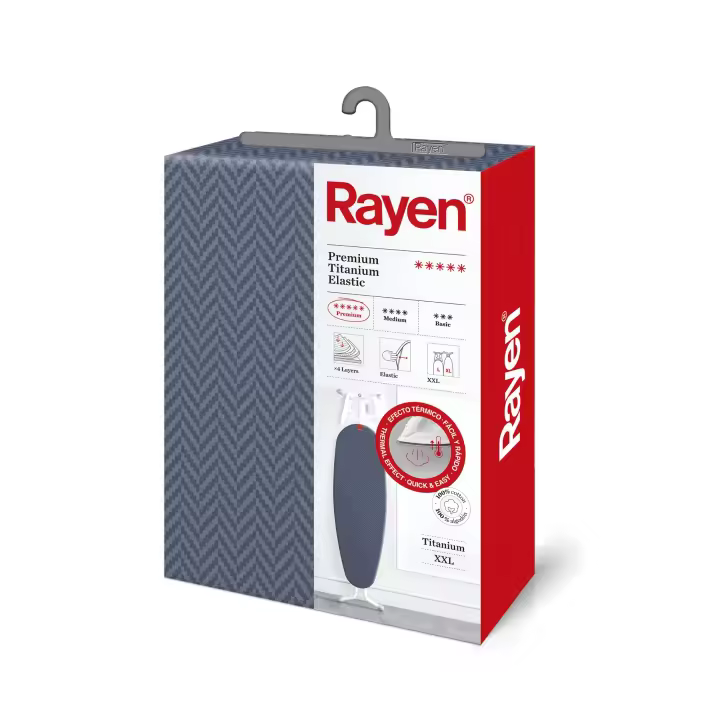 Rayen | Funda Tabla de Planchar Universal | Funda de Planchar Elástica | 4 capas: Espuma, Muletón, tejido 100% Algodón, Calidad Titanium | Gama Premium XXL | Medida: 150 x 55 cm | Azul Oscuro - 1