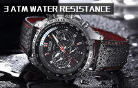 Reloj De Pulsera De Cuarzo Para Hombre MEGIR Moda Resistente Al Agua Con Correa De Cuero Negro Lujo Y Casual Estilosólido - details 3
