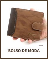 Cartera Corta Para Hombre De Cuero PU De Alta Calidad Porta Tarjetas Y Fotos Pequeña Monedero 3-Plegable Estilo Slim - details 1
