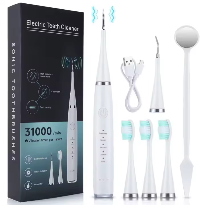 Cepillo De Dientes Eléctrico Con Limpieza Sonic 3-en-1 Para Eliminar Tartera Blanqueamiento De Dientes Cuidado Oral Recarga USB Cabeza De Cepillo Reemplazable - 1