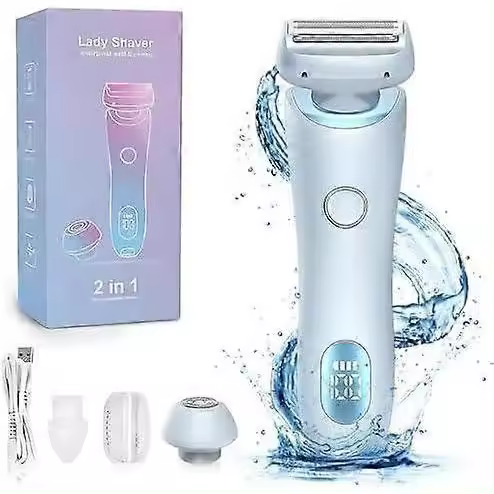 3,0 Afeitadora impermeable para mujer-Afeitadora húmeda y seca para depilación indoloro en piernas, brazos, axilas y área de Bikini - 1