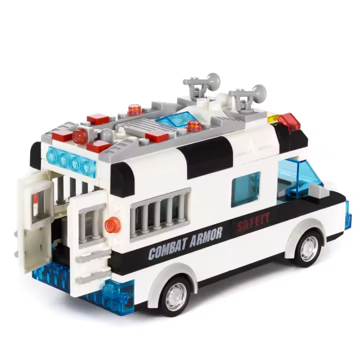 DAM. Furgón de policía SWAT con luces y efectos de sonido. Para construir, 77 piezas. Funcionamiento por inercia de retroceso. 18x7,5x9cm - 1