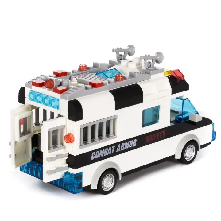 DAM. Furgón de policía SWAT con luces y efectos de sonido. Para construir, 77 piezas. Funcionamiento por inercia de retroceso. 18x7,5x9cm - 1