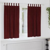 Cortinas Opacas vidaXL con Lazos de Colgado 2 pcs Rojo Vino Terciopelo - details 0