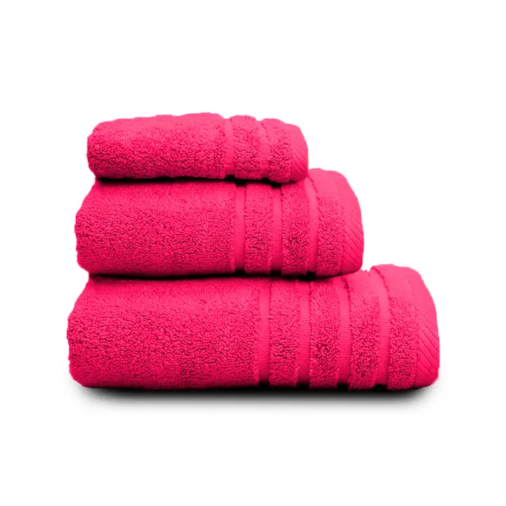 Juego Toallas Baño 500 Gr LISO - Rizo 100% Algodón - Pack 3 Piezas (Tocador+Lavabo+Ducha). Color Fucsia - Sedalinne - 1