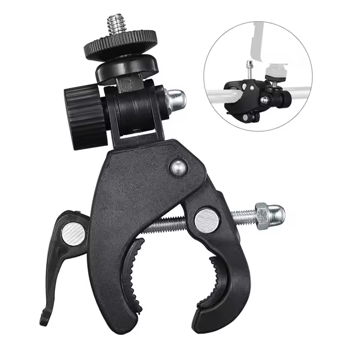 Adaptador De Tripa Para Bicicleta Super Clamp Montura Para Cámara Acción GoPro Hero 12 Manillar De Motocicleta Compatible Con Varias Marcas De Cámara De Acción - 1