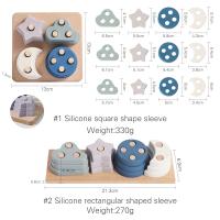 Juguetes Educativos De Silicona Para Bebés Formas Geométricas De Madera Estrella Del Cielo Juego De Bloques De Pila Creativo Montessori - details 5