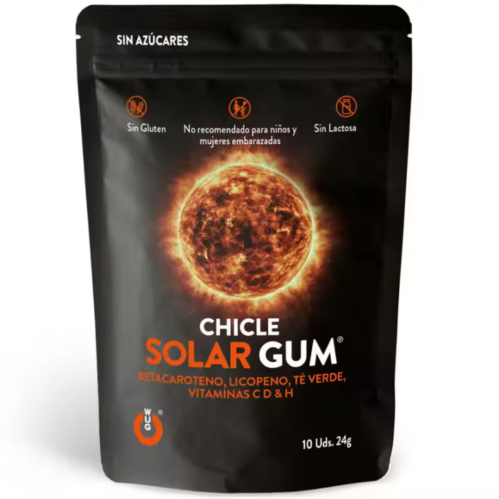 WUG Solar Gum Chicle Activador del Bronceado 10 uds | Betacaroteno, Licopeno y Té Verde - 1