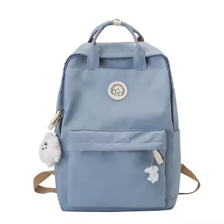 Mochila Mochilas Escolares para Niñas Mochila Escolar con Lindo Colgante Mochila Escolar Preppy para Niños Niños Adolescentes Primaria Secundaria Azul - 1