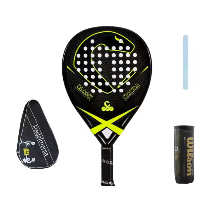 Pala de pádel  Vibora Black Mamba Aniversario + Funda Pádel Manía + Protector Transparente + Bote de Pelotas Wilson Premier - 1