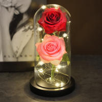 Lámpara De Rosas Rojas En Domos De Vidrio Base De Madera Belleza Y Bestia Regalo De San Valentín Y Navidad Decoración Para El Hogar - details 2