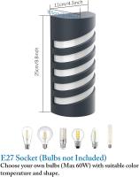 Exterior/Interior de la pared Sconce, impermeable IP65 antracita Luz de pared, Luz de pared para Jardines pasillo Terraza, Bombilla no incluida - details 4