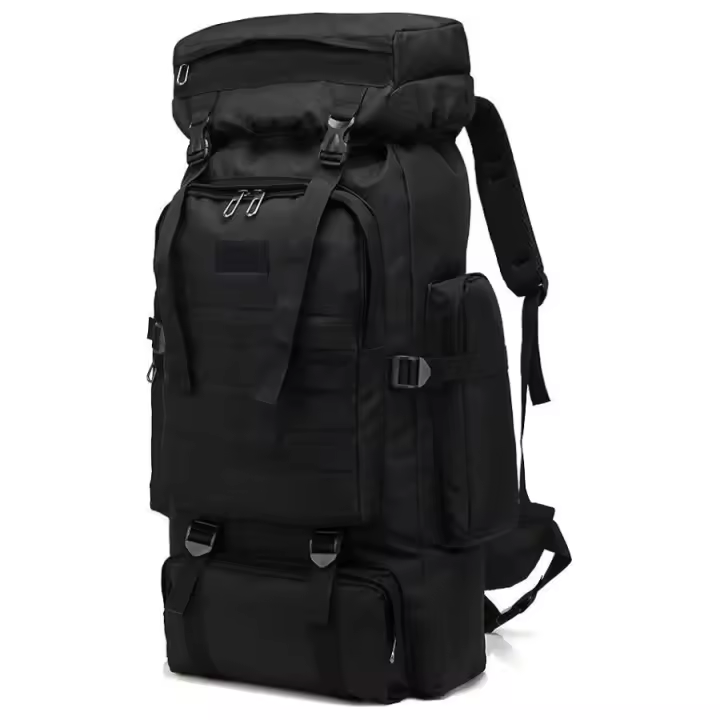 Prowalk - Mochila táctica color negra, camping 70 a 80L impermeable, diseño táctico Militar, mochilas para Hombre Mujer Outdoor Montaña Campamento, senderismo, campo, para Acampada, Trekking, Viaje, Supervivencia, rutas y excursión - 1