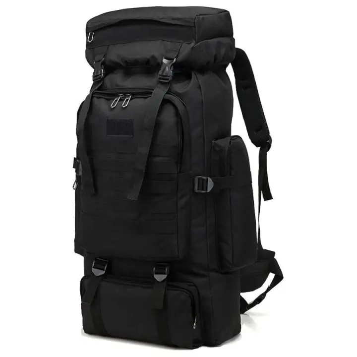 Prowalk - Mochila táctica color negra, camping 70 a 80L impermeable, diseño táctico Militar, mochilas para Hombre Mujer Outdoor Montaña Campamento, senderismo, campo, para Acampada, Trekking, Viaje, Supervivencia, rutas y excursión - 1