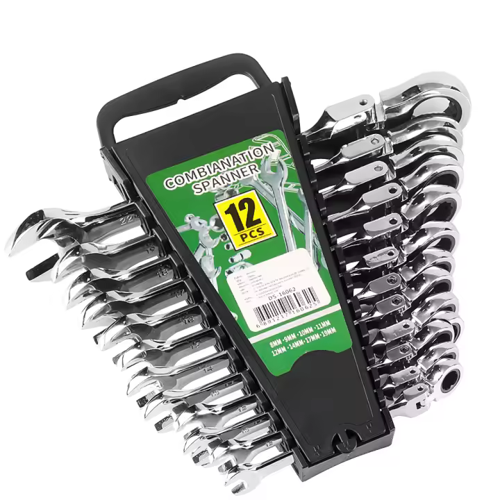 Juego De Llaves De Encaje Ratchet Con Cabeza Flexible 72 Dientes Acero Cromo Vanadio Herramienta Manual Para Reparación De Coches Terminado En Espejo - 1