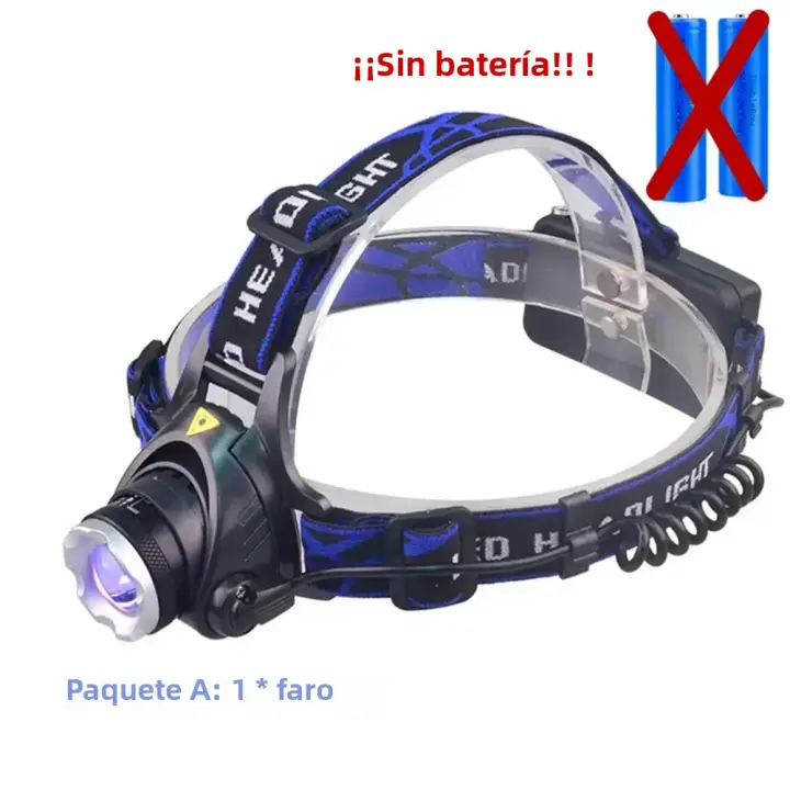 Linterna Frontal Recargable USB Con Sensor UV 395nm Y Luz LED Zoomable Para Caza Pesca Y Camping Resistente Al Agua De 18650 - 1
