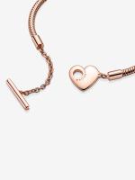 Pandora Moments with Cadena de Serpiente y Barra en T with Corazón-Baño de Oro Rosa de 14 K - details 2