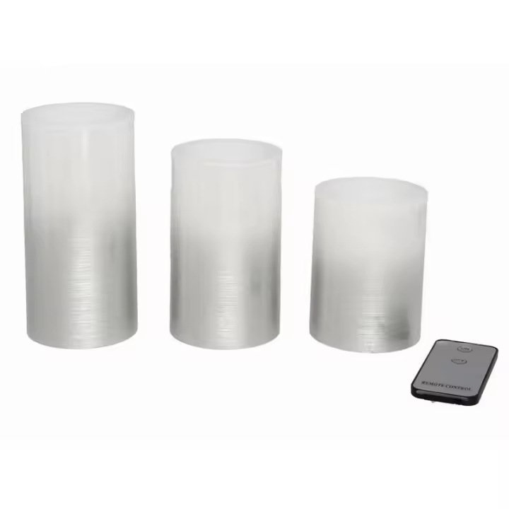 Gerimport Set 3 Velas Plata Led con Mando - Decoración Navideña Moderna - 1