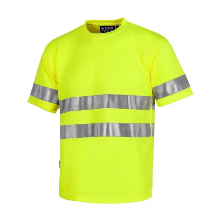 WorkTeam Camiseta Cuello Caja, Manga Corta, Cintas Reflectantes, ALTA VISIBILIDAD EN ISO 471:2013 Unisex - 1