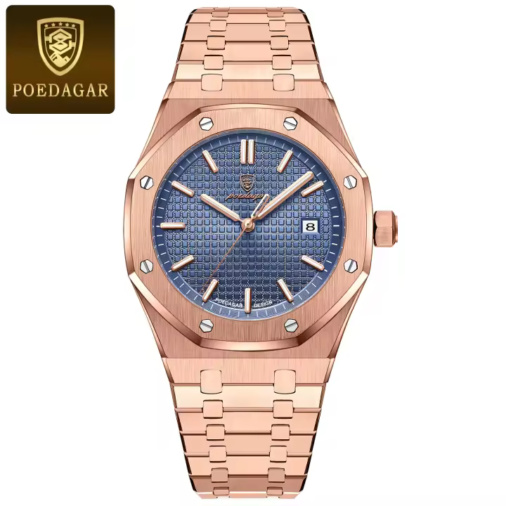 Reloj De Hombre Moda Con Correa De Aleación Y Anillo Octagonal Decorativo Movimiento De Cuarzo Alta Gama Reloj De Negocios - 1