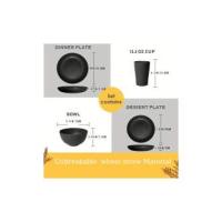 16 piezas de Vajilla de paja de Trigo irruble, juego de Vajilla reutilizable, Luz microonda APA para lavavajillas, platos, tazas, cuencos para camping RV Picni - details 4