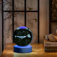 Lámpara De Noche De Cristal Con Grabado Láser 3D De Mariposa Y Ballena Decoración Moderna Policiosa Regalo De Navidad - details 2