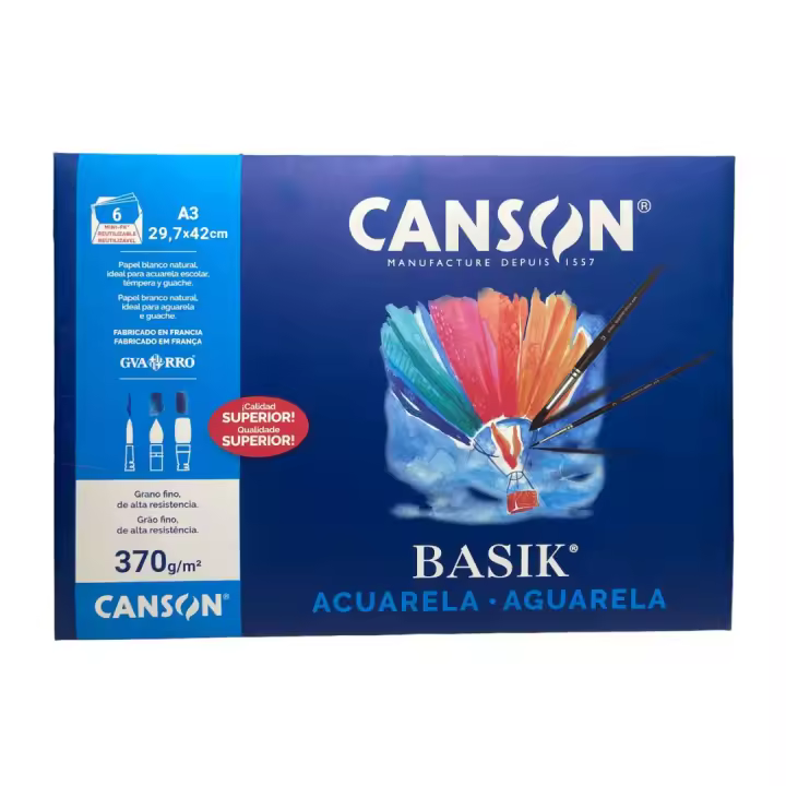 MINI-PACK ACURELA BASIK 6 H. A/3 370 GR. CANSON - 1