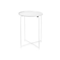 MIRAMAX-Mesa auxiliar redonda,mesa de bandeja de metal, mesa auxiliar de 47diam blanco  y negro 47x51cm - details 0