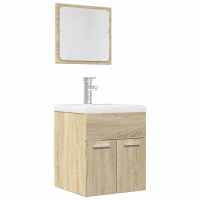 vidaXL Juego de muebles de baño 2 pzas Madera ingeniería en color Roble negro/Blanco brillante/Gris hormigón y más | almacenamiento funcional diseño moderno para baño dormitorio sala - details 7