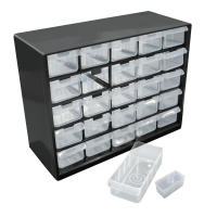 Caja De Herramientas Plástica Multi-Grid 25 Compartimentos Para Almacenamiento De Componentes Electrónicos Y Tornillos Pared Montado Organizador De Partes De Cajones - details 3