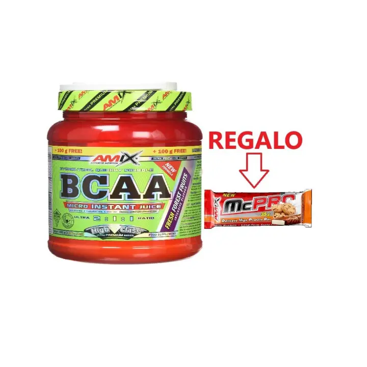 Amix - Aminoácidos BCAA Instant Juice Sabor Frutas del Bosque 500g + BARRITA PROTEICA REGALO  -Bebida Refrescante de BCAA para Crecimiento Muscular y Recuperación Rápida Sin Cargas - 1