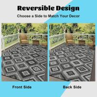 Alfombra grande de exterior de 180 x 270 cm, reversible, tejida de plástico, impermeable, para jardín, caravana, patio, porche, picnic, playa, remolque, barbacoa, negro y gris - details 4