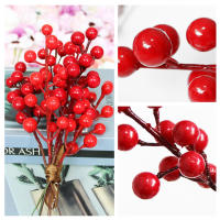 10/20 Piezas De Ranas Rojas Artificial 12 Brotes De Bayas Rojas Para Decoración De Árbol De Navidad Y Hogar Estilo Floral - details 10