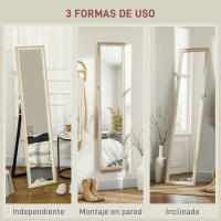 HOMCOM Espejo de Cuerpo Entero 157x37 cm Espejo de Pie o de Pared con Marco de MDF y Soporte para Salón Dormitorio - details 2