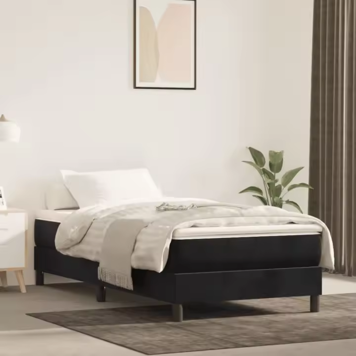vidaXL Cama box spring con colchón terciopelo negro 90x200 cm - 1