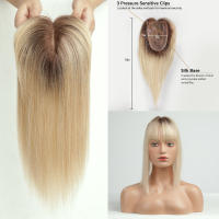 Extensiones De Cabello Humano Remi Ombre Rubio Para Mujeres Tope Con Flequillo Base De Seda Clip in Extensión De Cabello Para Mujeres Con Poco Cabello - details 9
