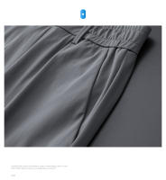 Pantalones Casuales Para Hombre Verano Delgados Elásticos Cintura Media Negro Gris Azul Estilo Clásico Coreano Formal Con Bolsillos - details 12