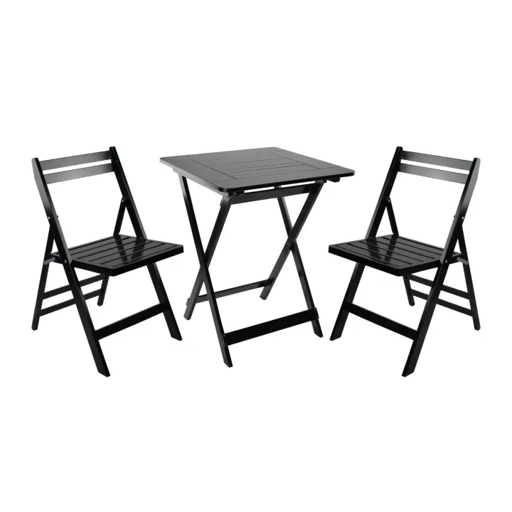 Conjunto de Terraza Plegable Mesa Cuadrada y 2 Sillas Biano Madera de Bambú 7house - 1