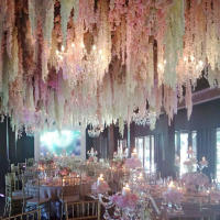 Garland De Flores Artificiales De Wisteria 20Pcs Valla De Hierba Falsa De Seda Para Decoración De Hogar Jardín Y Boda - details 1
