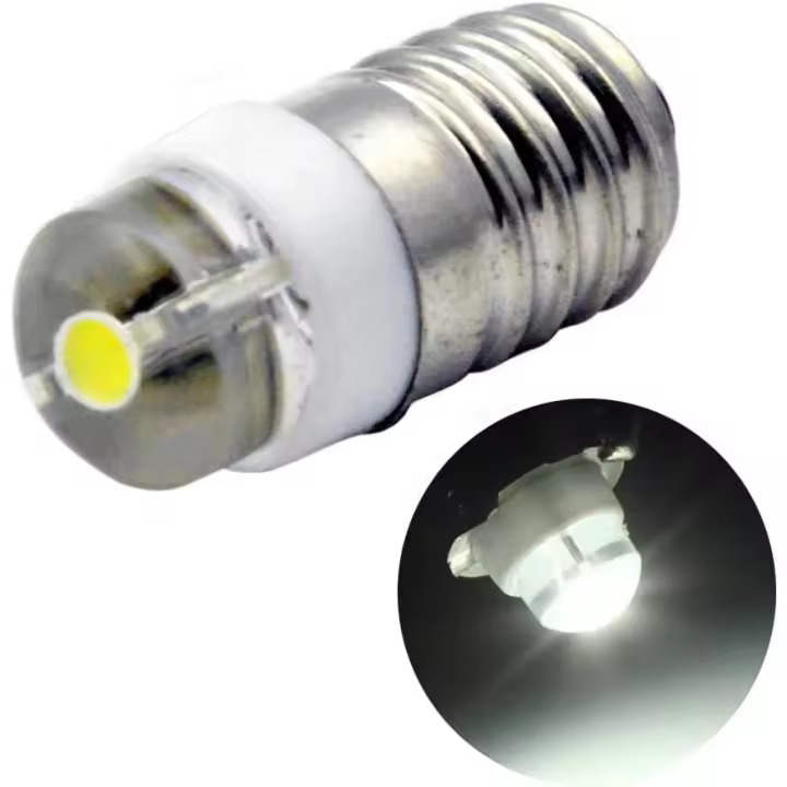 Bombilla LED E10 DC 3 V 0,5 W 6000 K blanca 200 LM para linterna, tierra negativa (paquete de 1) - 1